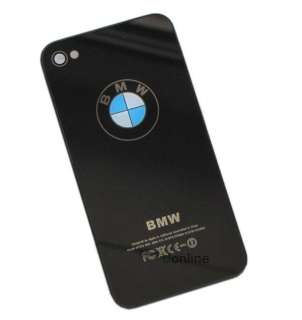 Black BMW Glass Back Cover Case Housing For Iphone 4 4G  