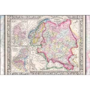  1864 Map of Russia and Scandinavia   24x36 Poster 