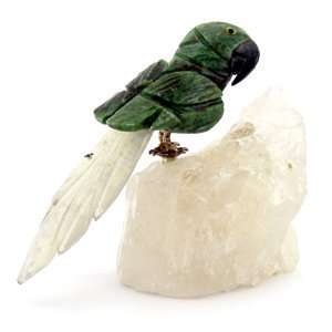  Auspicious Crystal Parrot on Clear Quartz 