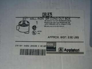 Appleton GRLB75 Expl. Proof 3/4 GR Conduit Outlet Box  