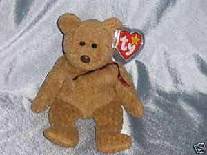 1993 Ty Beanie Baby Curly the Bear Born April 12, 1996  