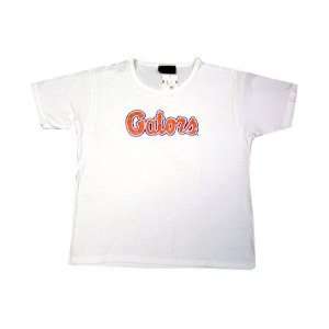Florida Gators Ladies White Sparkle Custom Campus T shirt W/Orange 