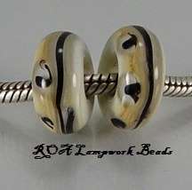 ROA Lampwork 2 Ivory Heritage Lg Hole Glass Beads SRA  