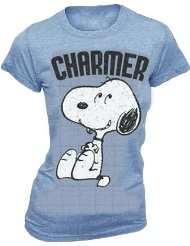 Peanuts Snoopy Charmer Heathered Blue Juniors T shirt Tee