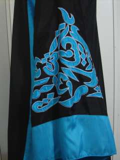   BLACK shantung KUWAITI ABAYA DRESS & COVER UP HIJAB MAXI ARABIC SCA