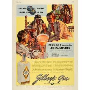  1938 Ad Gilbeys Pink Gin Aden Arabia Union Club Recipe 