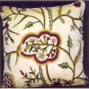  Crewel Pillow Lotus Cream Cotton Velvet (26X26)