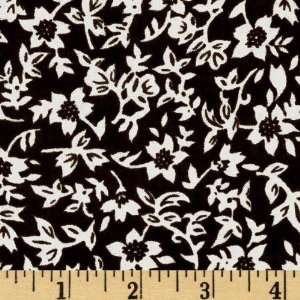  58 Wide Rayon Shirting Flowers Black Fabric By The Yard 