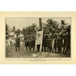   of War Caroline Islands Assegai Pole Weapon   Original Halftone Print