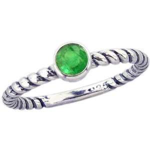 Twisted Sterling Silver Stackable Ring with Medium Round Genuine Stone 