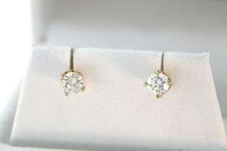 56CT TWT Diamond Solitaire Stud Earrings 14K Yellow Gold  