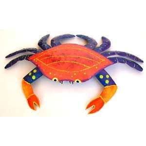   Orange & Blue Crab   Haitian Metal Art 15x 21