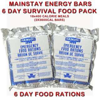 Mainstay Emergency Survival Food 6 Day Ration Bars (2x3600Cal) 5 Yr 