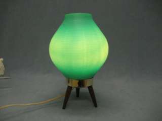   MID CENTURY ATOMIC TRIPOD CONE SHAPED BEEHIVE 1950S TURQUOISE TV LAMP