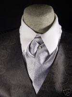 Mens gray ascot cravat wedding vintage style tie NEW  