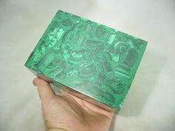 BUTW hand carved Zaire Africa malachite jewelry box lapidary carving 