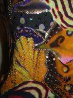 BFS01~ALBERTO MAKALI Colorful Beaded/Sequin Embellished Knit 3/4 Slv 