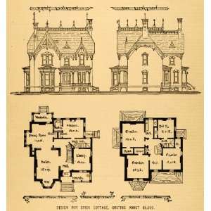  1879 Print Victorian Brick Cottage House Ballston Spa NY 