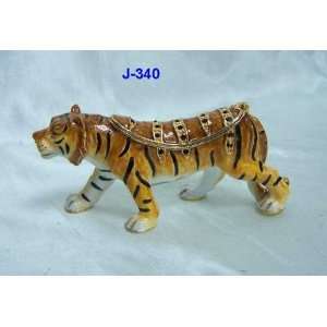  Tiger Jewelry Trinket Box 2.5in H