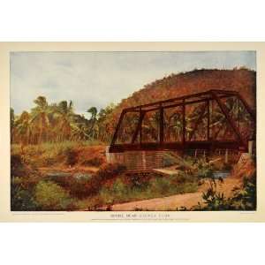  1899 Railroad Bridge Train Trestle Siboney Cuba Print 