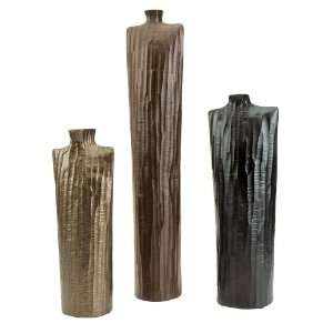    Set of Three Tree Trunk Ceramic Sculptures