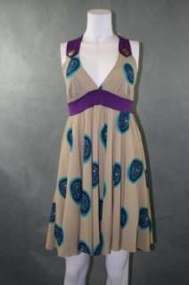 NWT Tricia Fix Lanette Mini Dress Tan Purple Paisley S  