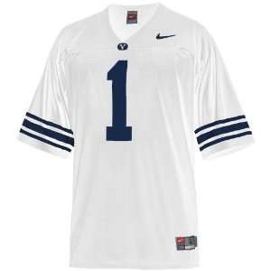  BYU Cougars #1 Replica Football Jersey (White) Sports 