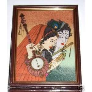 Radha & Krishna Playing with musical instrument, Gem Stone Painting