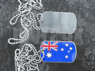 Australia Stainless Steel Dog Tag Australian Flag Chain  