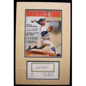  Sandy Koufax Signed Matted Baseball 1966 Magazine Psa/dna 