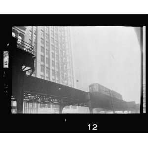   elevated railway,Chicago,Illinois,IL,1949,Kubrick