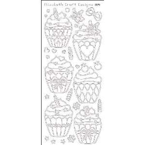  Cup Cakes Peel Off Stickers 4x9 Sheet Silver Electronics