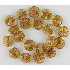  17x7mm flower glass coin disc beads 14.5strand