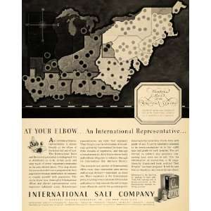  1935 Ad International Table Salt Sterling Spices US Map 