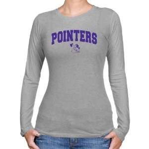 NCAA Wisconsin Stevens Point Pointers Ladies Ash Logo Arch Long Sleeve 