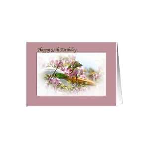  57th Birthday Card with Egret and Pink Flowers Card Toys & Games