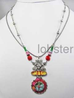 AYALA BAR COLORFUL MADRAS DOUBLE SILVER NECKLACE NECKLACES w CRYSTALS 