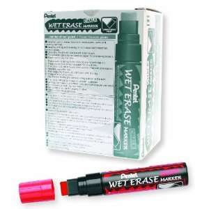  Pentel Arts Wet Erase Chalk Marker, Jumbo Tip, Red Ink 