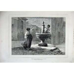   1877 Children Playing Water Fountain Fine Art Topham
