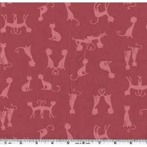  45 Wide Paris Cats Silhouette Rose Fabric By The Yard 