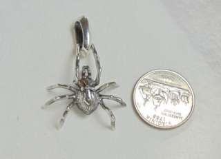 Sterling Silver Lrge 3D Creepy Spider Cross Pendant pd3  