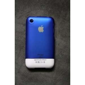 iPhone 3g 3gs Slider Case Cover Electric Blue / Plastic Top Rubber 