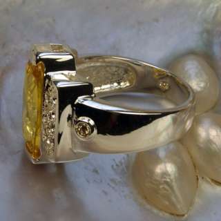 Cute Citrine Topaz Gemstone Silver Ring Size #8 #9 R279  