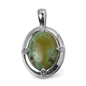  Sterling Silver Kingman Turquoise Olive Green Bold Enhancer Jewelry