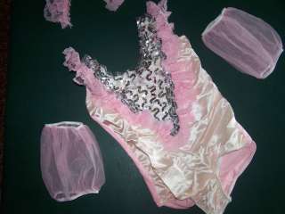 Girls Dance/Dress Up Costume Pink Sequin Leotard Tutu Lacey  