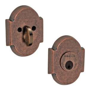   forged single deadbolt lock in antique copper