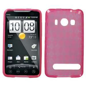   Pink Argyle Plexi Hard Silicone Cover Case For HTC Supersonic EVO 4G