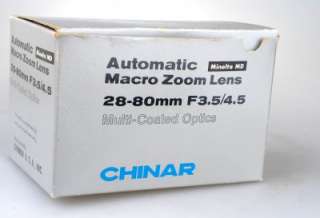 MINOLTA/CHINAR 28 80MM F3.5/4.5 MACRO ZOOM  