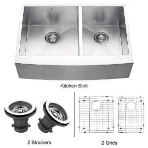 Vigo VG3320BLK1 Stainless Steel Kitchen Sinks 33 Inch Double Basin 
