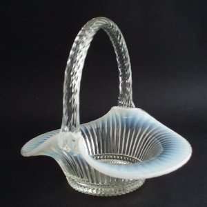  Fenton Glass SHEFFIELD French Opalescent Handled Basket 